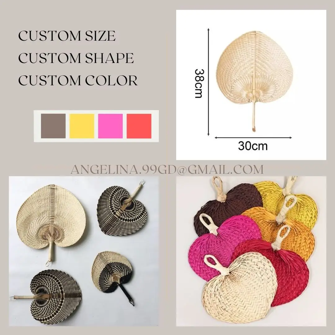 High Quality Handheld Bamboo Paper Paddle Fans For Party Wedding