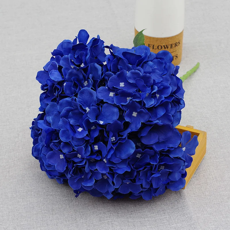 Jad Blue Flower New Design Bulk 5 Head Hydrangeas Flowers Silk