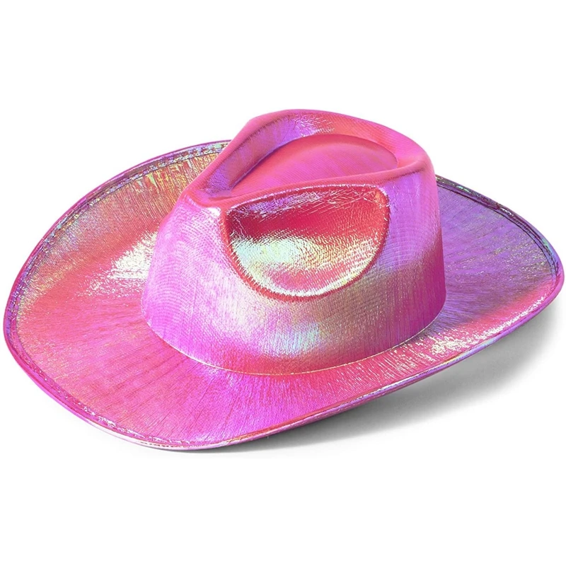 Neon Sparkly Glitter Space Cowboy Hat - Holographic Light Purple Hallo