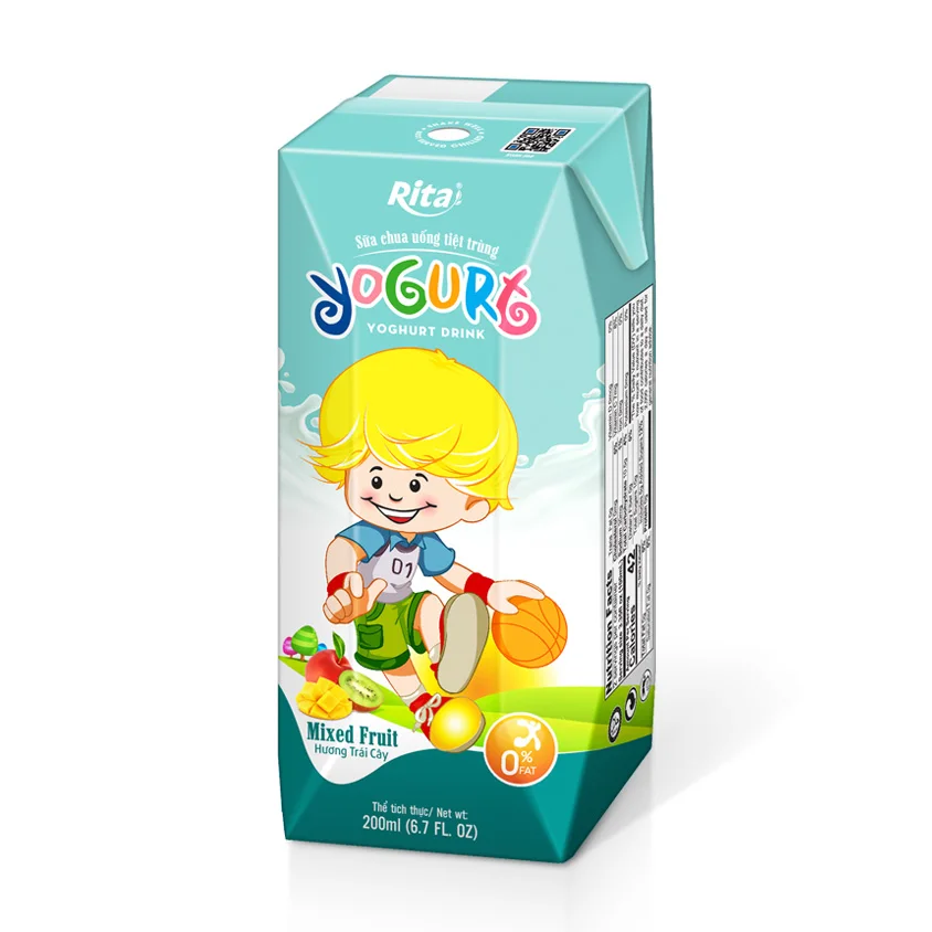 200ml Blueberry Yogurt Drink for Kids Puree in Box Packaging From Vietnam Beverage Supplier