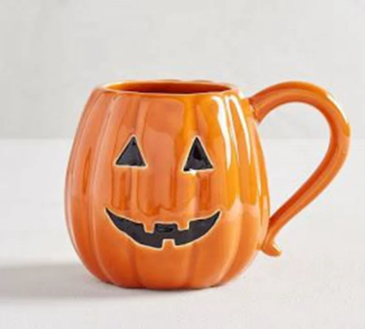 Pumpkin Printed Ceramics Coffee Tea Mug Cute 400mL Drink Cup W/Lid Handle 