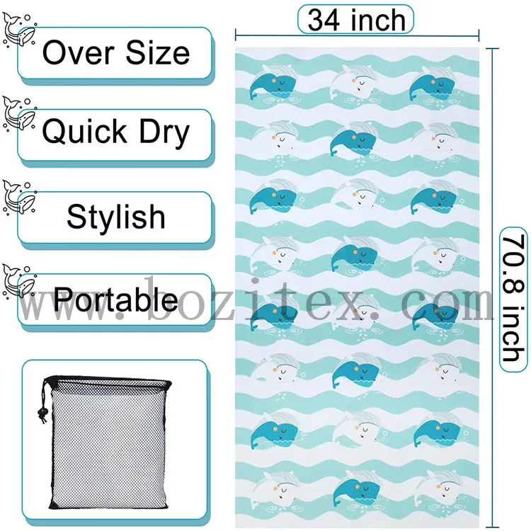 Hot sale Absorbent  Sand Free  printed  beach microfiber travel  towel  for camping  yoga