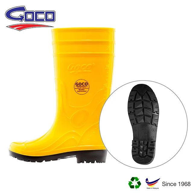 Good Quality Safety Gumboots In Yellow And Black Safety Rain Boot Waterproof Suitable For