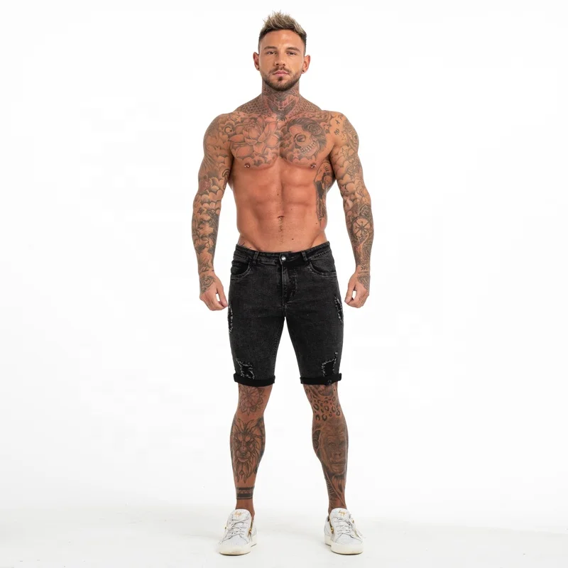 Gingtto Mens Skinny Denim Fitness Jean Shorts prezzo all'ingrosso
