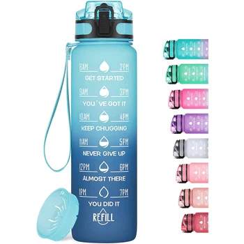 Motivational Water Bottles Time Marker Tritan Plastic Water Bottle 1l ...