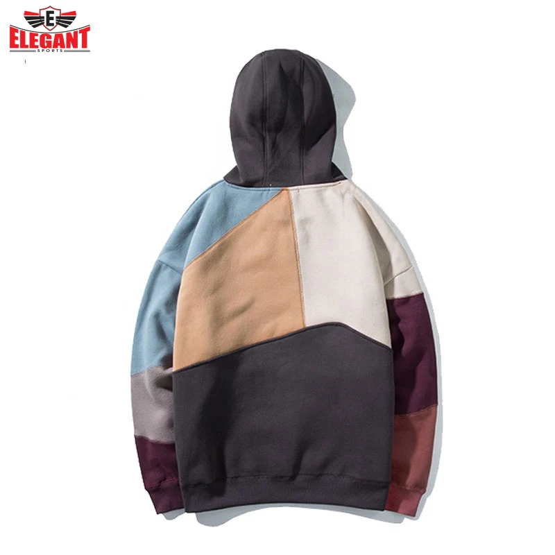 Colorblock sewing patchwork fleece hoodie best sale