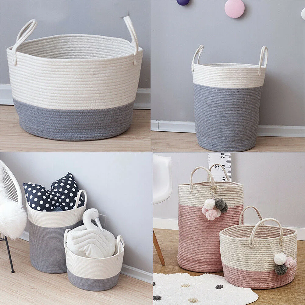 Cotton Rope Basket Woven Storage Basket Natural Rope Storage Basket