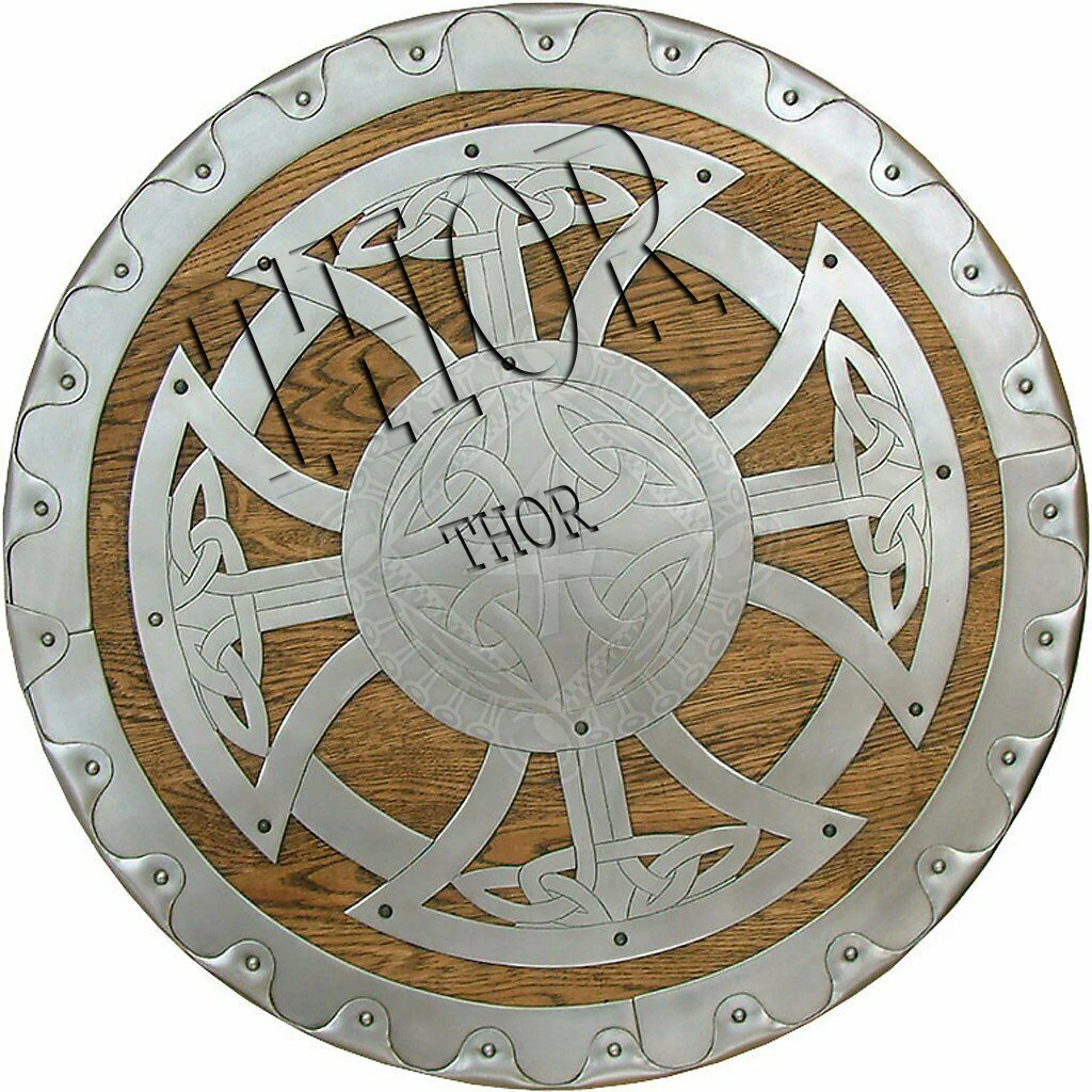 Wood Steel Round shield Viking Medieval Armor Templar Larp Warrior Shield 