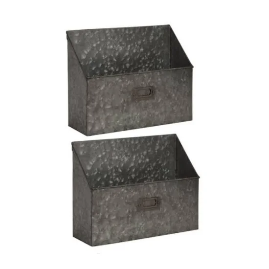 
 Galvanized 3 Tier Floor Magazine Holders  