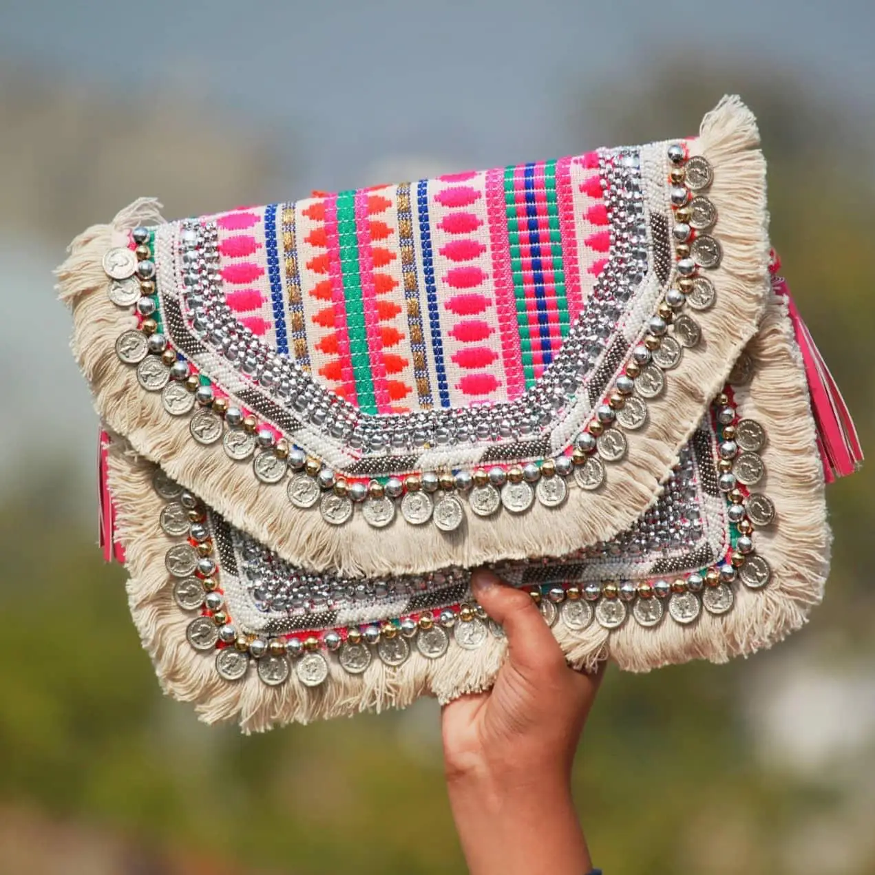 Indian vintage banjara Boho Bag,Authentic Crochet Envelope Dowry bag,Grandma's Vintage hotsell clutch, hand embroidered Crochet clutch