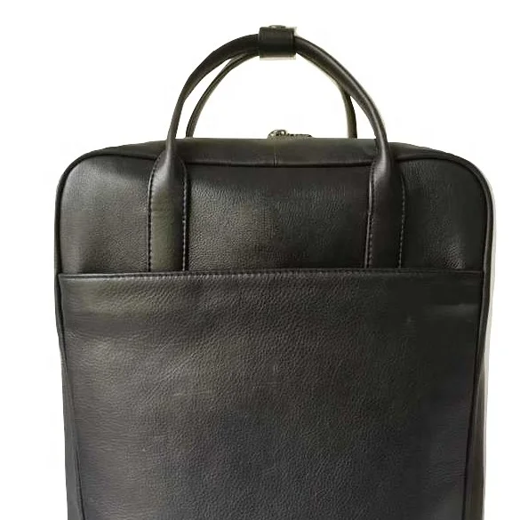 black leather school backpack