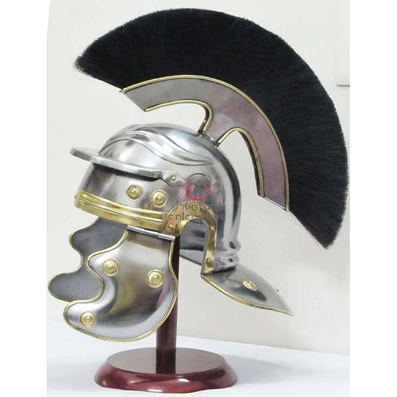 Medieval Knight Roman Centurion Armor Helmet With Black Crest Wearable ...