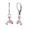 Brass18k White Gold Plated Children Earrings Pink