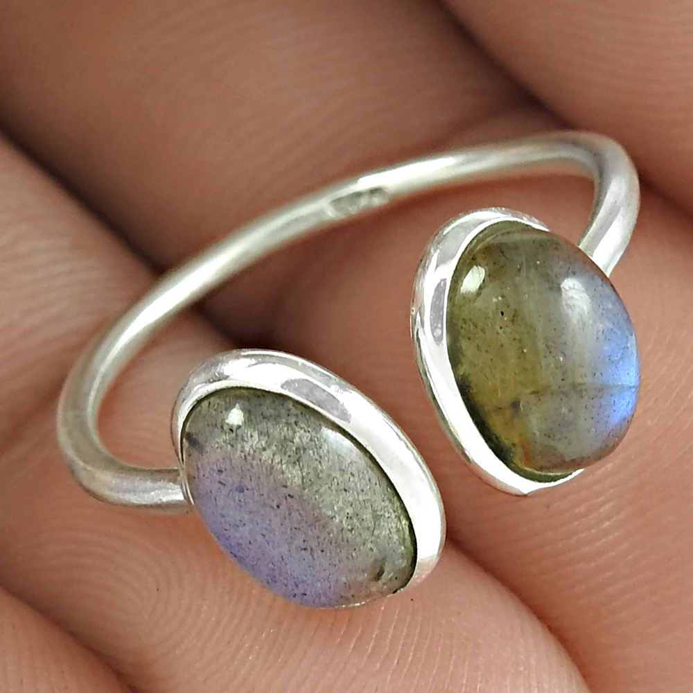 l845 WHOLESALE 51PC 925 SOLID STERLING SILVER LABRADORITE MIX STONE RING LOT 