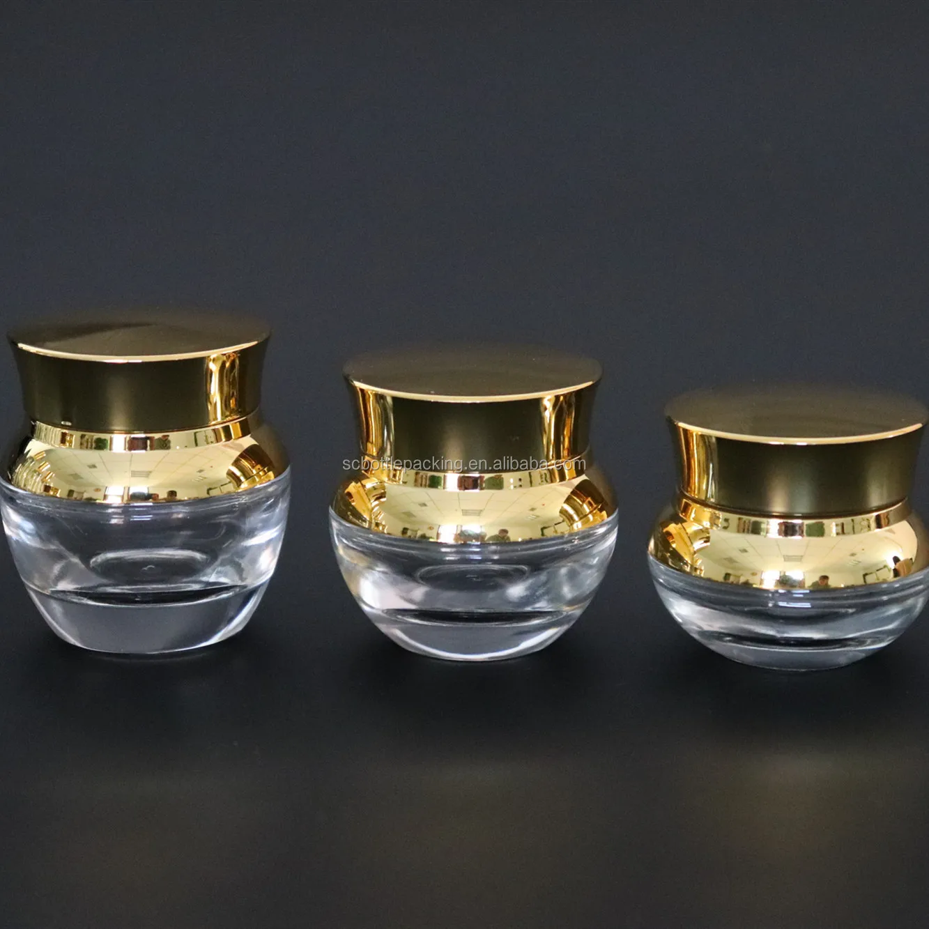 Luxury Empty Cosmetic Thick Glass Jars Clear Cosmetic Jars With Sliver