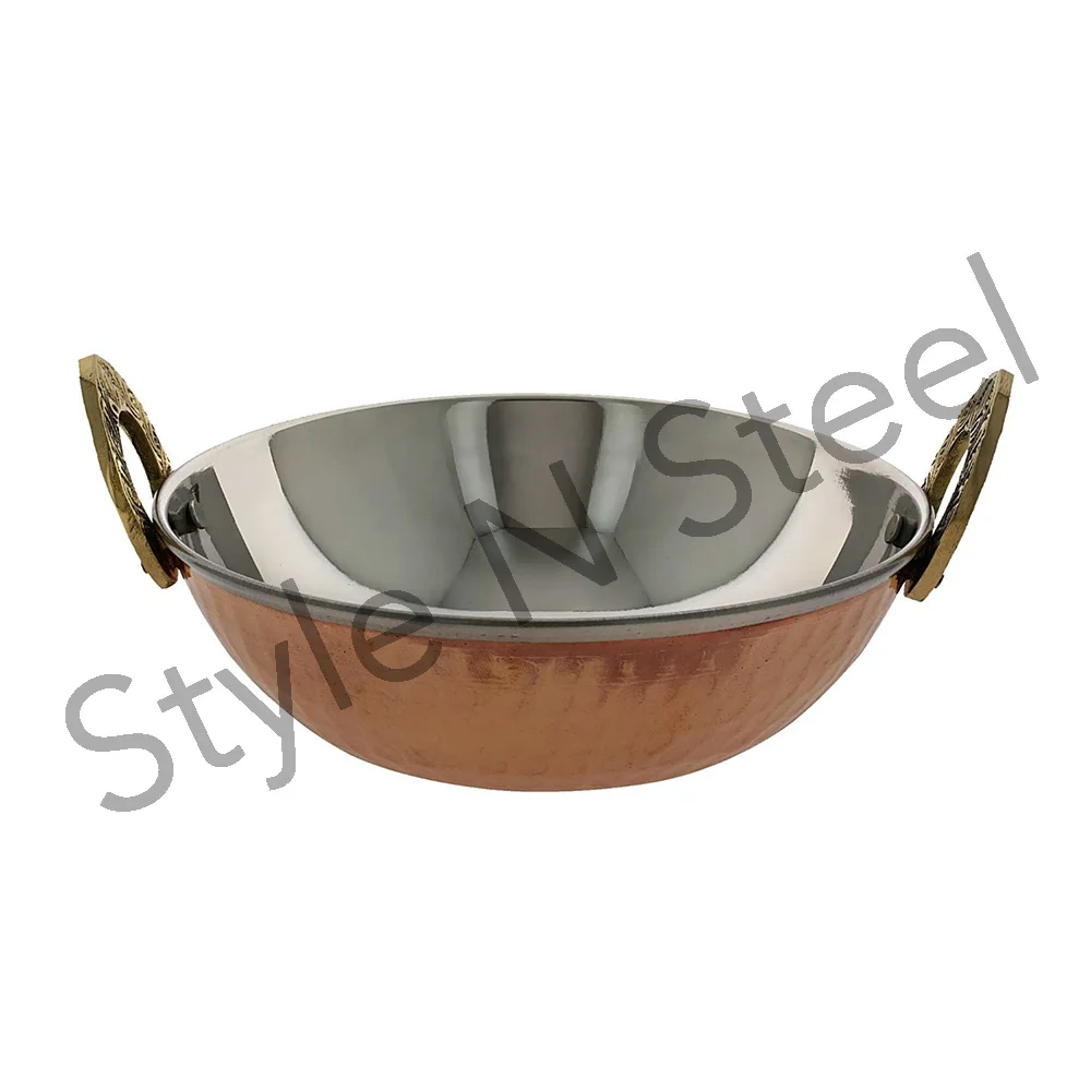 Stainless Steel Bowl Serving Balti Dish Copper Color Mini Hammered
