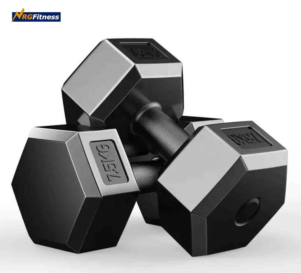 hexagonal plastic sand filled cement dumbbell hex
