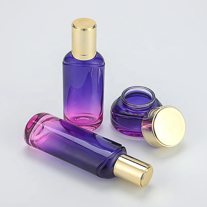 Cosmetic glass bottle set toner lotion serum bottle cream jar skincare cosmetic bottle packaging container