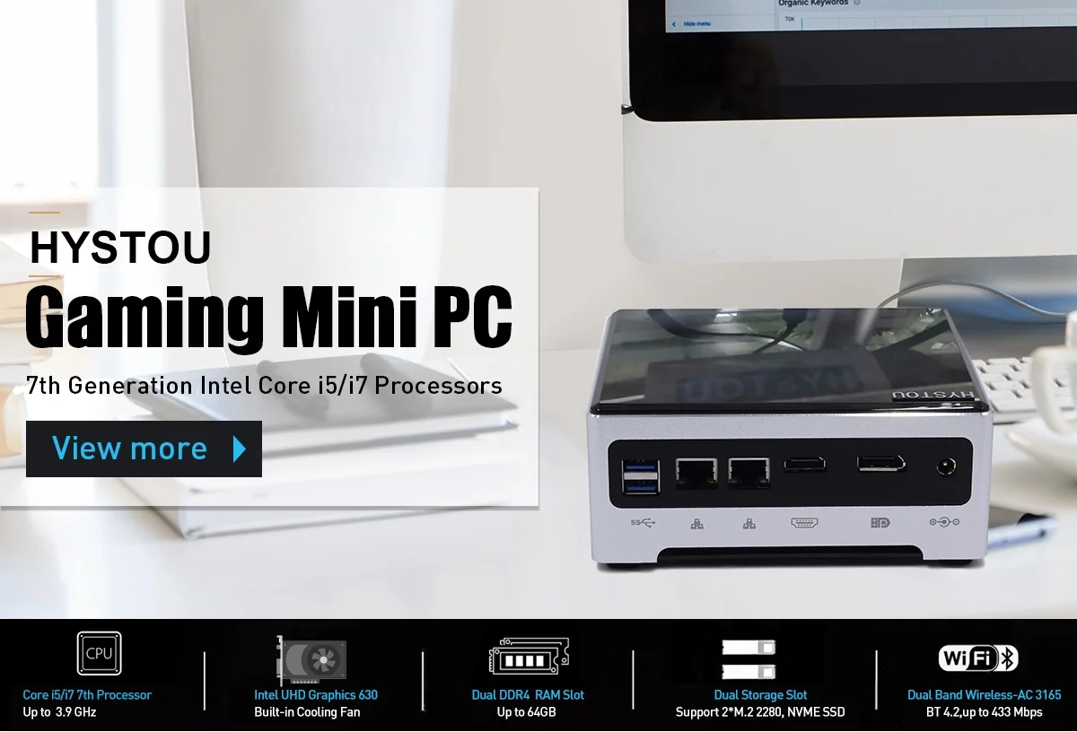 
 HYSTOU Factory Price 19V 7A Gaming PC Core i7 7820HK Intel Nuc Desktop Computer  