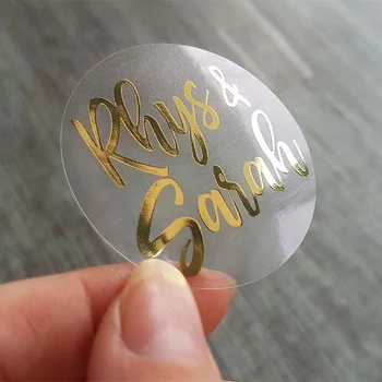 waterproof personalized custom small round adhesive clear pp foil label etiquette transparent printing roll hot stamping sticker
