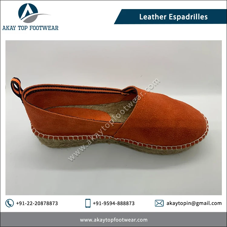 Espadrilles Manufacturer & Exporter of Top Quality Casual Wear No Lining Women's Shoes/Flats Leather Espadrilles | Customization Available