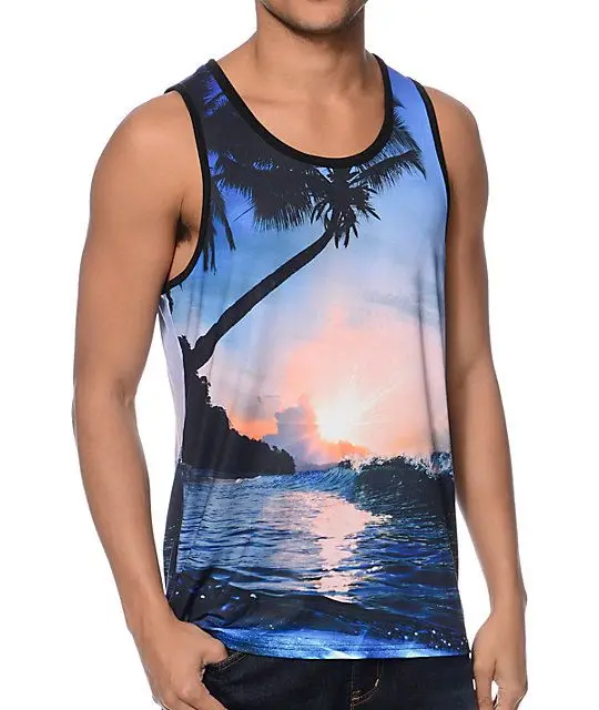 Men Tank Tops Hawaiian Beach Style Vest 3d Sublimation Sleeveless T