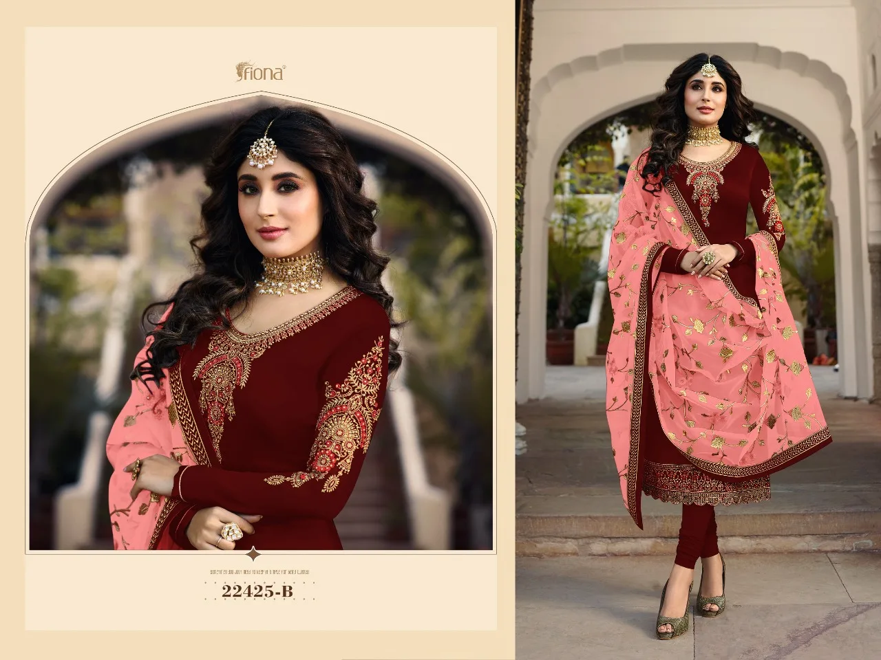 Hit Design Satin Georgette & Embroidery Work Ston Kurti and Full Sleeve  Ston Work with Santton Bottom  Net Duppta