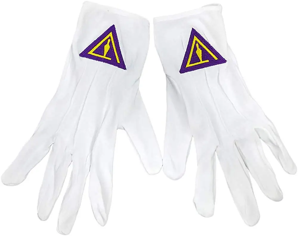 Производитель модные белые перчатки масонские регалии вышитые логотип хлопковые и варежки