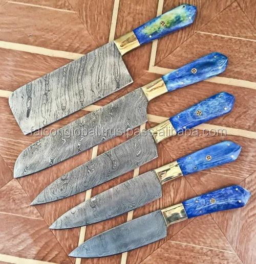 Custom Handmade Damascus Steel Kitchen Knives Set Chef S Knives Set Buy Professional Kitchen Chef Rare Slicing Knife With Non Slip Chopper Knife Butcher Knife Utility Knife Damascus Steel Bread Knife Cleaver Steak Knife