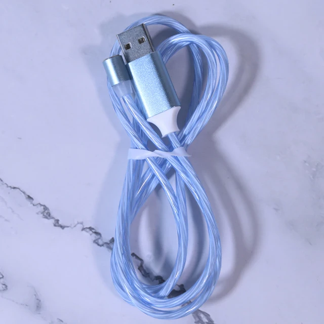 Customized Logo TPE Material 2.4A Magnetic 3in1 Usb Cable with LED Flash Light Universal Mobile Phone Charger Cable UC002