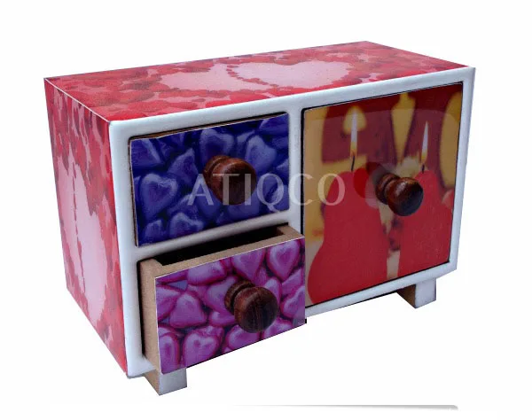 Indian Modern & Latest Design Wooden Painted Drawer Jewelry Chest American Flag Digital Print Latest & Modern Enamel Almirah