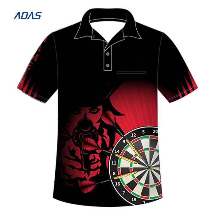 Cheap Custom Logo Dart Polo Sublimation Print Jersey Breathable Zipper Design Your Own for Team Darts Shirt Breathable Polyester