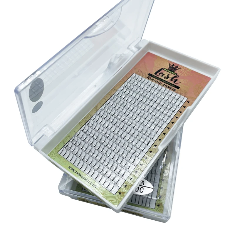 Накладные ресницы на заказ, русские готовые вееры, коробка для объемных ресниц