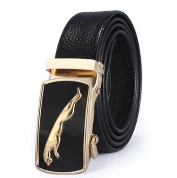 High Quality New Adjustable Automatic Buckle Belt Fashion Lxurury Business Men Black Genuine Leather Belts