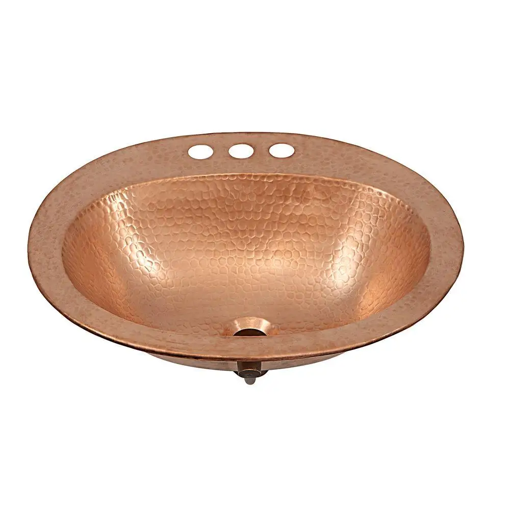 Drop In Copper Bath Sink In Aged Copper 4 In Faucet Holes With Overflow