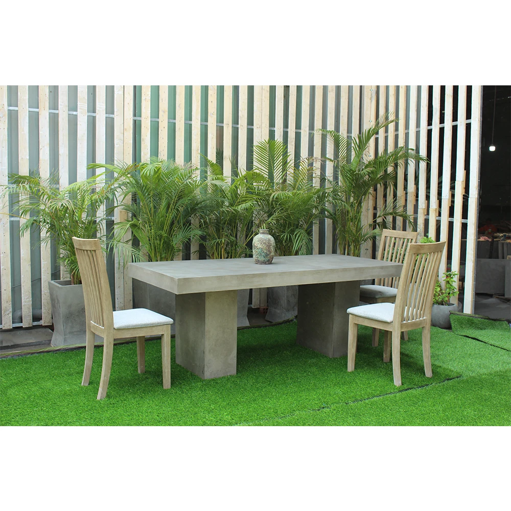 Dining Room Office Room Concrete Table Top Acacia Wood Traditional