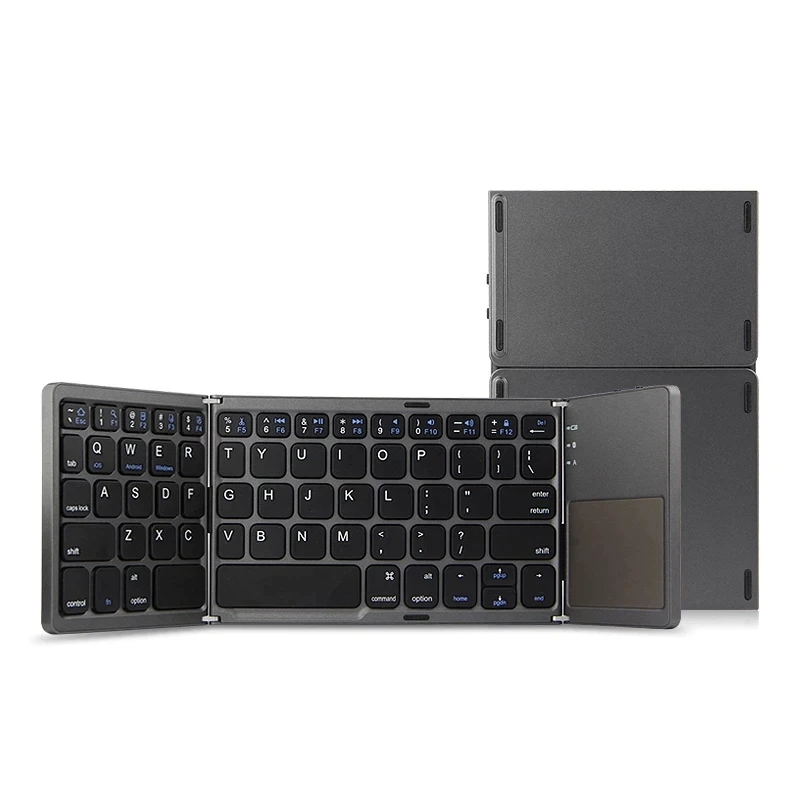 Portable Mini Wireless Keyboard Touchpad Mouse Foldable and Rechargeable for IOS Android for Windows PC and Tablet