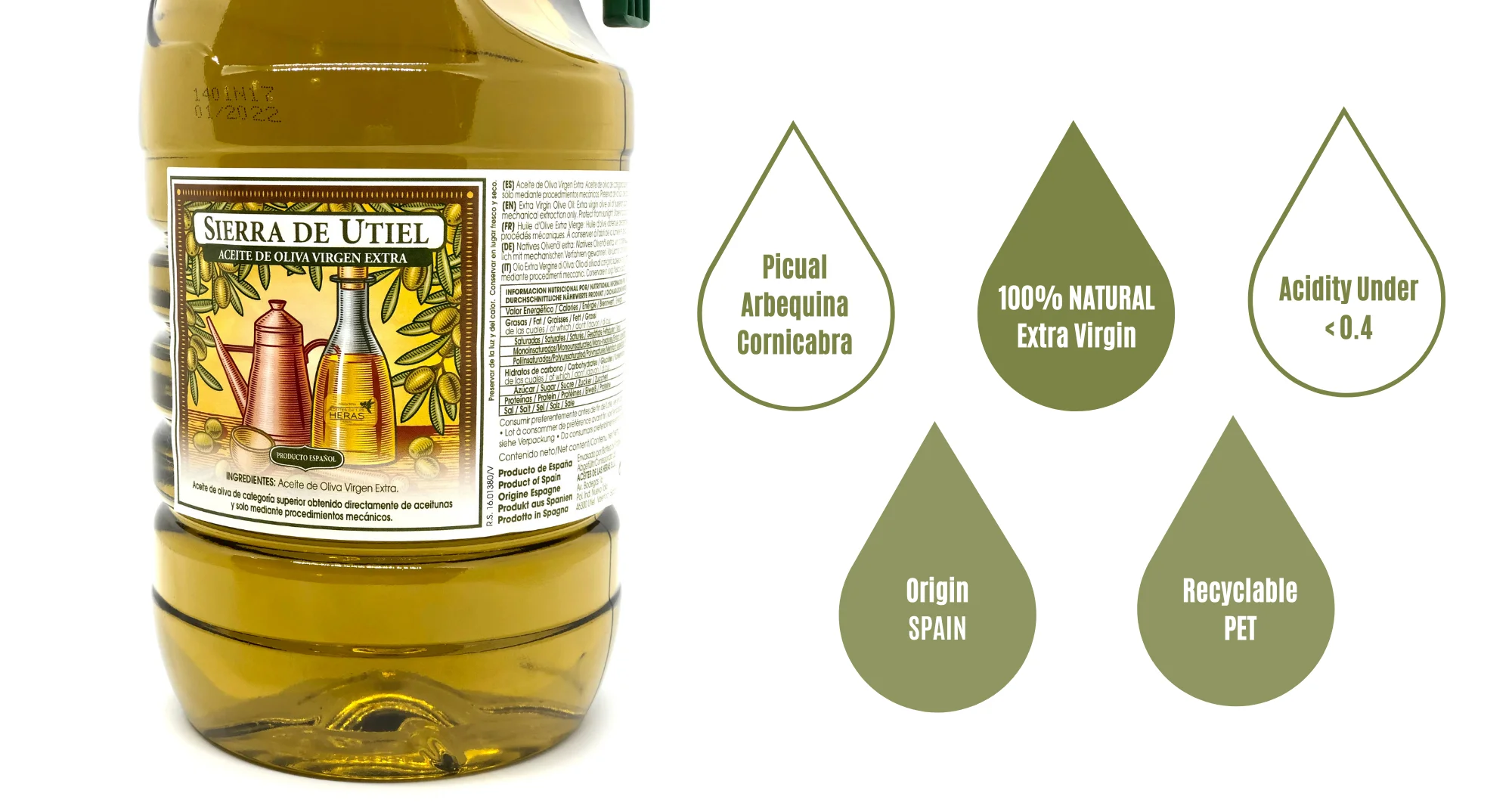 Sierra de Utiel, Extra Virgin Olive Oil 2 liter PET bottle, first cold  pressed Spanish Olive Oil| Alibaba.com