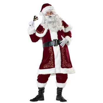 Santa Clause Outfits Christmas Santa Classic Suit Costume for Adult Men Cosplay Cheap Santa Dress