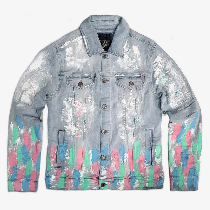 Personalized Rainbow Color Splash Jean Jacket 