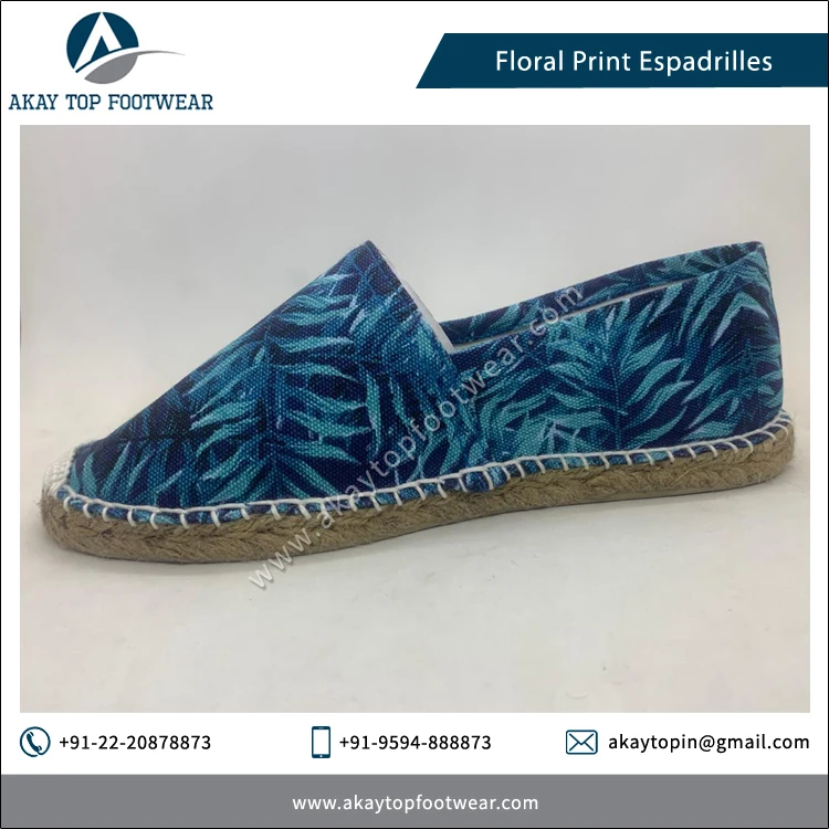 Espadrilles Wholesaler of Finest Quality Lightweight Floral Print Traditional Espadrilles Flat Shoes