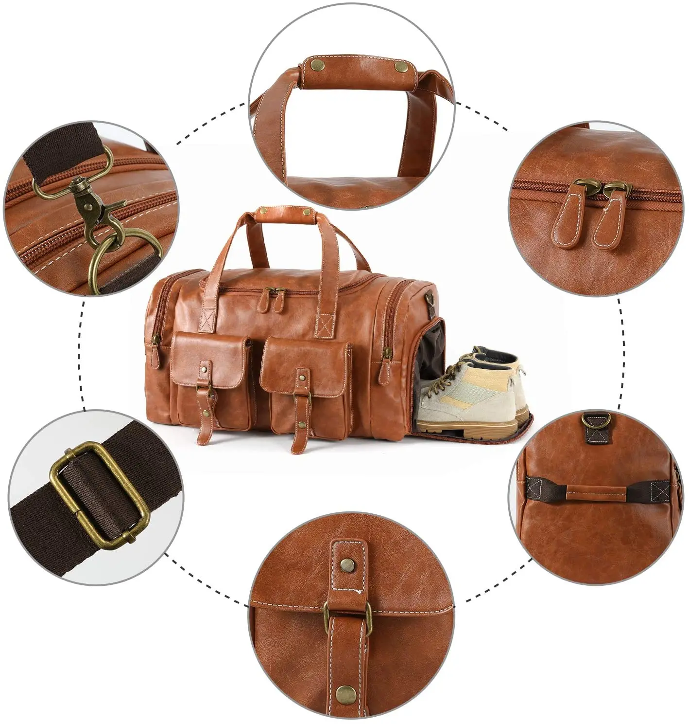 Bolso De Viaje De Cuero Para Hombre Y Mujer,Bolsa Grande De Viaje,Marrón -  Buy Bolso De Cuero Genuino Product on Alibaba.com