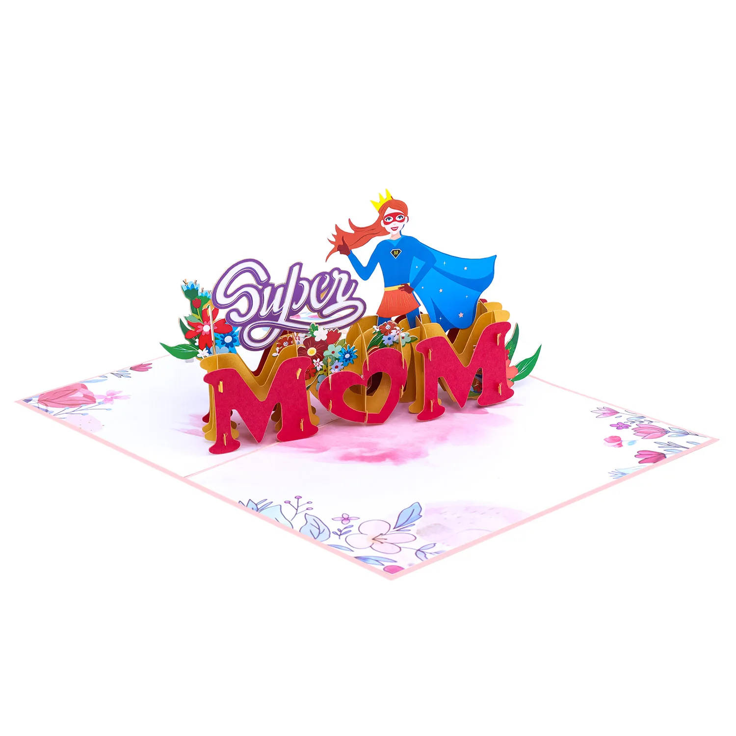 Super Mom Pop Up Card Mothers Day Gift Greeting Card Envelope Laser Cut  Postcard Custom Design Laser Cut Manufacturer - Buy Mothers Day Pop Up Card,Greeting  Card Envelope,Laser Cut Postcard Product on