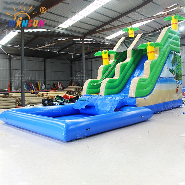 WINSUN Commercial Inflatable Backyard Slide Toboggan Beach Water Slide with Airtight Pool and Blower for Parties and Events