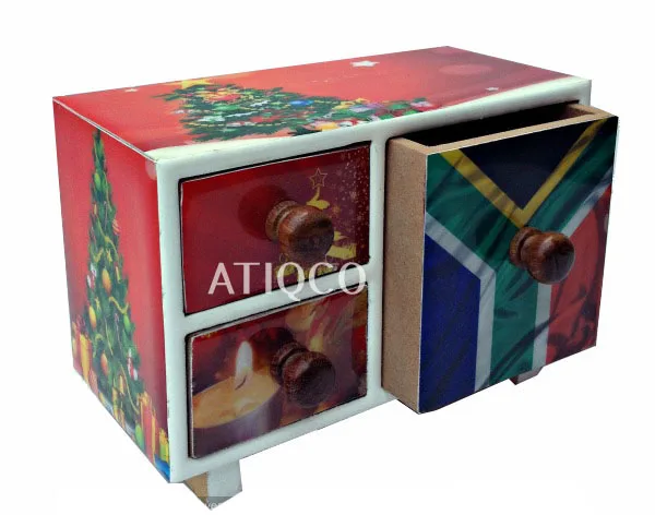 Indian Modern & Latest Design Wooden Painted Drawer Jewelry Chest American Flag Digital Print Latest & Modern Enamel Almirah