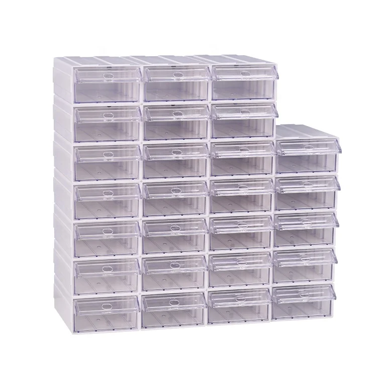 Wholesale Price White Adjustable clear Stackable Plastic Drawer for Warehouse Small Parts Storage Organizer