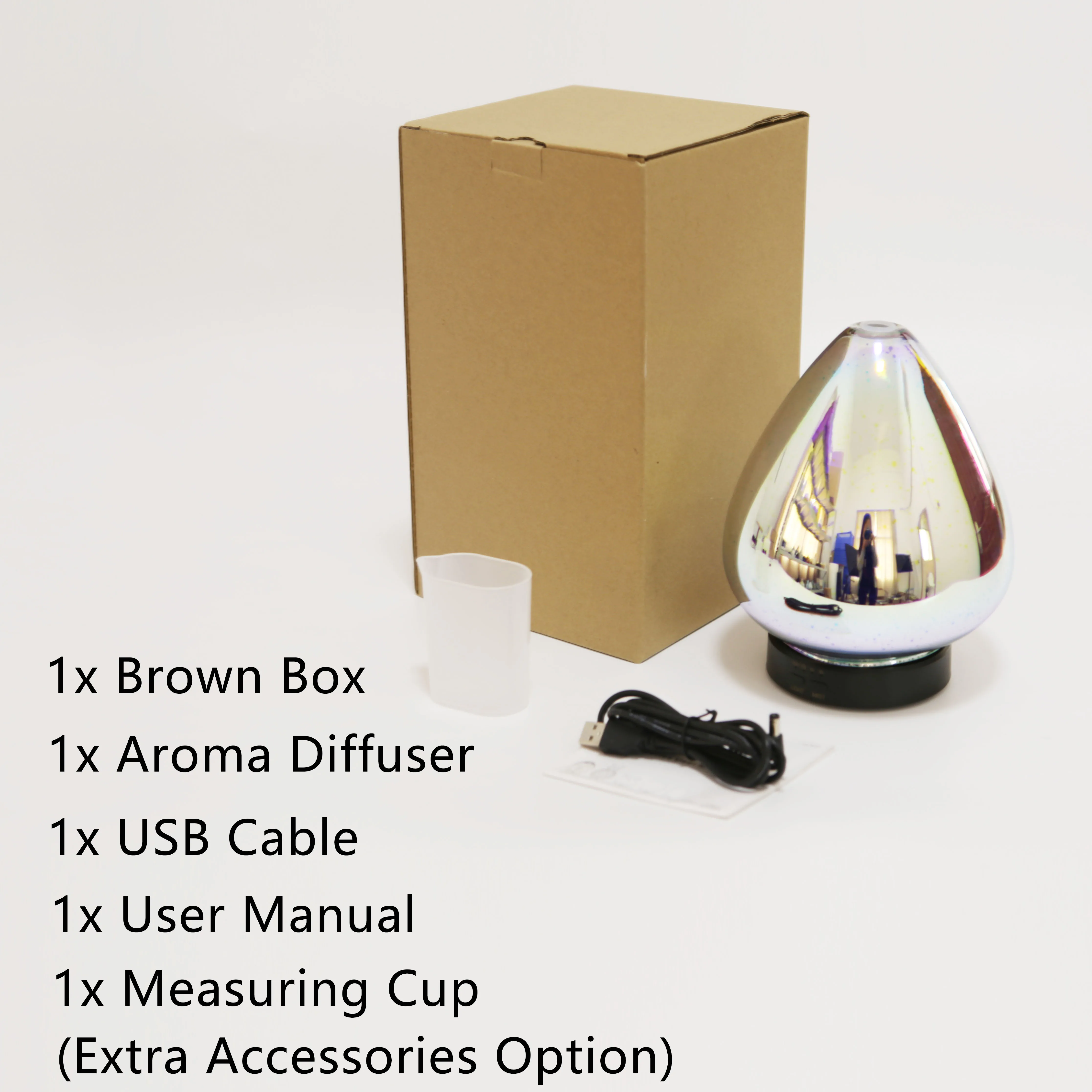 3d Glass Aroma Diffuser Fireworks Ultrasonic Cold Fog Humidifier No