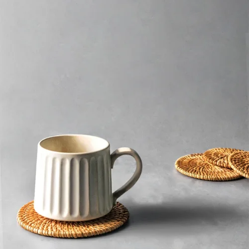Handmade Round Natural Rattan Placemat,Placemat And Coaster Handwoven