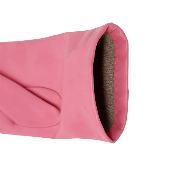 Сделано в Италии, женские кожаные перчатки, розовые, для любого случая, теплые, идеально подходят для зимы