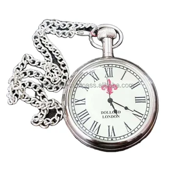 Nautical Silver Pocket Watch With Chain